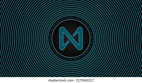 Cartel del logotipo de la moneda de la criptografía del protocolo cercano (NEAR). Fondo de ilustración vectorial del concepto de tecnología financiera de línea.