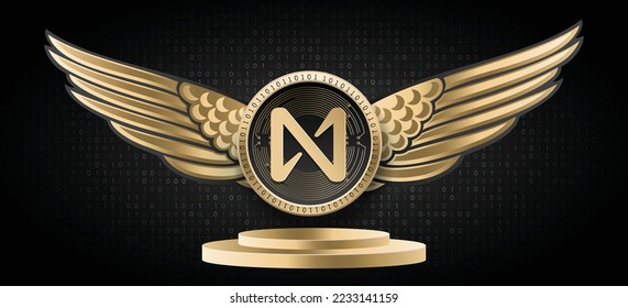 Near Protocol (NEAR) crypto currency logo and coin vector illustration banner. Blockchain based cryptocurrency technology background. 