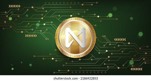 Near Protocol (NEAR) Crypto metallic coin virtual currency token on futuristic technology vector background illustration 