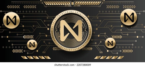 Near Protocol NEAR Cryptocurrency Golden Coin On Futuristic Technology Background Vector Illustration Banner And Wallpaper Template 