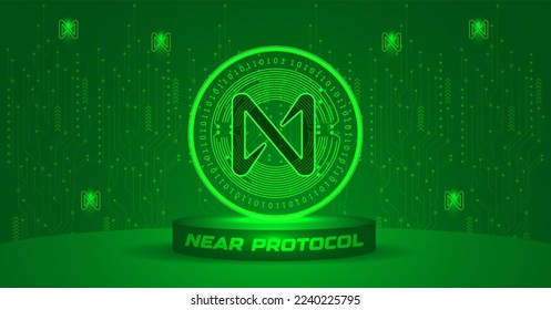 Near Protocol (NEAR) Metaverse cryptocurrency concept vector illustration banner