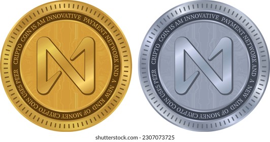 near virtual currency logo. vector illustrations. 3d illustrations.