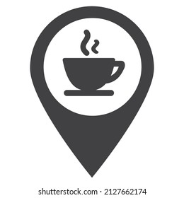 Nearby coffee location icon. Silhouette symbol Vector isolated illustration
