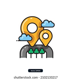 nearby destinations icon. map and navigation icons. Icons included Maps, location and navigation icons. Collection of high quality vector icons. 
