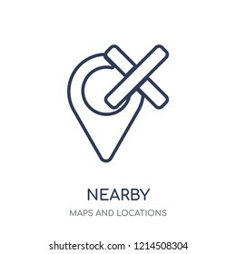 Nearby icon. Nearby linear symbol design from Maps and locations collection. Simple outline element vector illustration on white background.