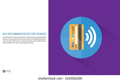 Near-field communication (NFC) card technology concept icon. Tap to pay. Flat lay design