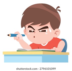 Nearsighted Child Squinting to See Classroom Board Vision Problem Educational Illustration