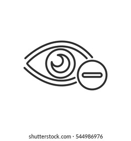 Nearsightedness (myopia). eye and the minus sign