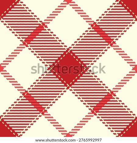 Neat background texture vector, ornament check plaid tartan. Micro fabric textile pattern seamless in red and light yellow colors palette.
