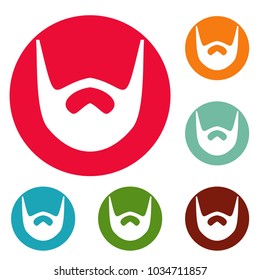 Neat beard icons circle set vector isolated on white background