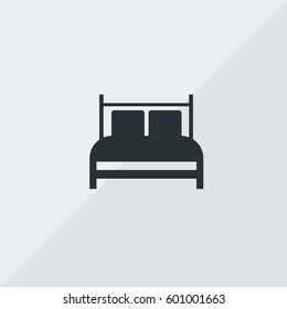 Neat Bed Vector Icon, The symbol of double bed  with blank and pillows. Simple, modern flat vector illustration for mobile app, website or desktop app  