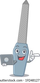 A neat cartoon character of nail file l working at home during pandemic. Vector illustration