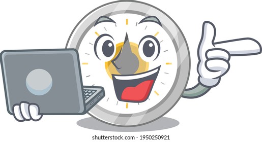 A neat cartoon character of old kitchen timer l working at home during pandemic. Vector illustration