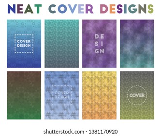 Neat cover designs with geometric patterns, ideal for vector illustrations.