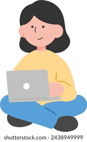 A neat and cute illustration of a college student with a white background
