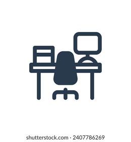 Neat Desk Vector Icon Illustration for Tidy Workspace