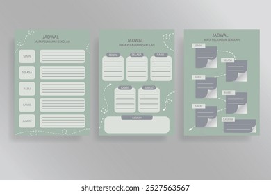 La Plantilla de "Horario de asignaturas escolares" ordenada y funcional hace que sea fácil para los estudiantes registrar su horario de lecciones semanal. Diseño limpio y colores suaves, ideal para una organización eficiente del estudio