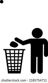 Neat man symbol, don't trash icon, keep clean, throw away the symbol carefully and seriously