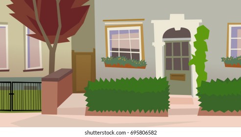 Neat old town street vector. City street background.