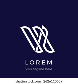 Neat rope line themed monogram logo design vector template forming the letters VH or HV