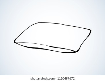 Neat snug thick clean divan chock on light bedroom backdrop. Freehand linear black ink hand drawn logotype sketchy in art retro scribble graphic style pen on paper. Closeup view with space for text