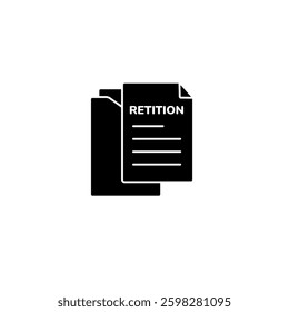 A neat stack of black documents with the word petition, indicating formal or legal purposes.