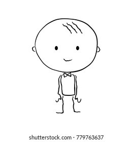 Neat standing boy in a bow tie