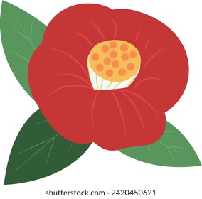 A neat style red camellia flower illustration. Hand drawn camellia flower vector illustration that can be used for covers, posters, flyers and banners