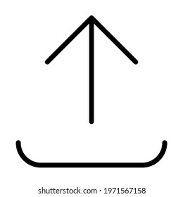 Neat upload thin line icon in black, isolated on white background. Flat design. Trendy outline logo for app, graphic design, infographic, web, site, ui, ux, gui, element, dev, logotype. Vector EPS 10