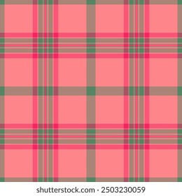 Netter Vektorhintergrund Tartan, brasilianischer nahtloser karierter Stoff. Jpg Textur Muster überprüfen Textilien in Pastellfarben und roten Farben Palette.