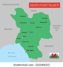 Neath Port Talbot  map in Wales. Vector illustration