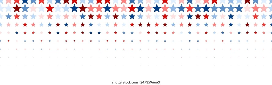 A neatly arranged border of red, white, and blue stars on a white background, creating a patriotic frame for various uses.