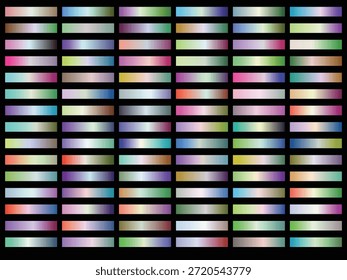 Uma grade organizada com amostras de gradiente colorido isoladas no plano de fundo transparente