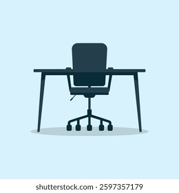 A neatly arranged office desk featuring essential work items such as a computer, stationery, and other office supplies, isolated on a plain background.