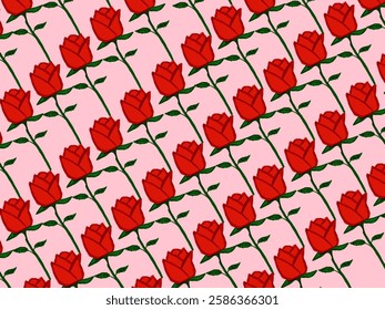 Neatly arranged red roses and pink roses like a woven net,