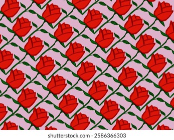 Neatly arranged red roses and pink roses like a woven net,