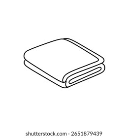 Uma toalha ou cobertor bem dobrado em um estilo simples e limpo de ícone de arte de linha. Um símbolo minimalista para hotéis, spas, banheiros ou artigos domésticos.