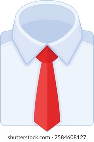 A neatly folded white dress shirt with a bold red tie, representing business, professionalism, and corporate fashion. Ideal for office wear, formal attire, branding, clothing stores, and apparel.