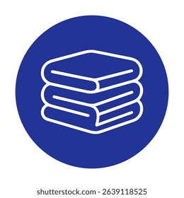 Neatly Stacked Linens Icon on Blue. Icon symbol illustration