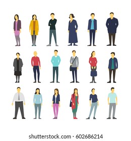 Neatly vector people standing flat design large set
