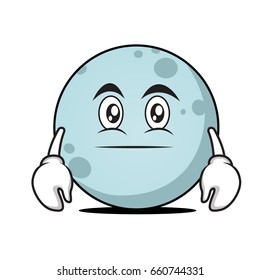 Neautral face moon cartoon character