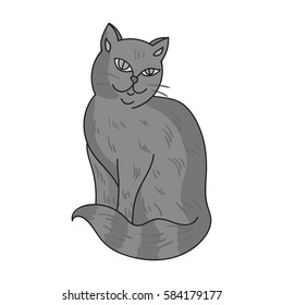 Nebelung icon in monochrome style isolated on white background. Cat breeds symbol stock vector illustration.