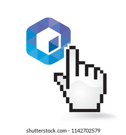 Neblio Cryptocurrency Coin Sign Hand Cursor Click Isolated