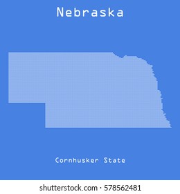 Nebraska abstract dots map with name of state. Dotted style. Vector illustration