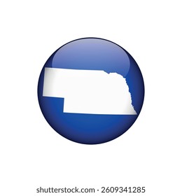 Nebraska Circle Button States of US Map Icon Vector Template Illustration Design