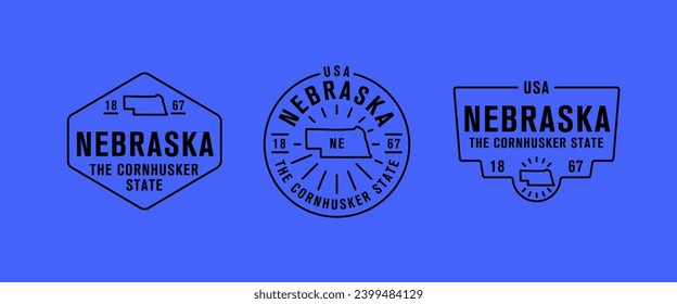 Nebraska - Der Cornhusker-Staat. Nebraska-Logo, Etikett, Poster. Vintage-Poster. Druck für T-Shirt, Typografie. Vektorgrafik