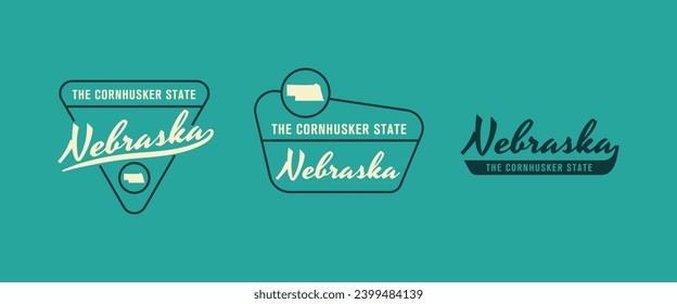 Nebraska - Der Cornhusker-Staat. Nebraska-Logo, Etikett, Poster. Vintage-Poster. Druck für T-Shirt, Typografie. Vektorgrafik