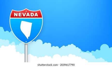 Nebraska federal state map outline road sign. Vector illustration.