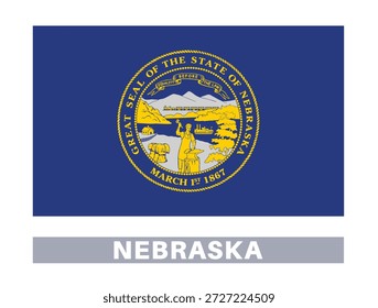Bandera de Nebraska. Banderas del Estado americano en colores y proporciones oficiales