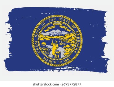 Icono de Vector de textura de pincel de bandera de Nebraska